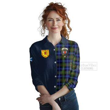 Smith Tartan Women's Casual Shirt Alba with Scottish Lion Royal Arm Half Style Female - Tartan Vibes Clothing