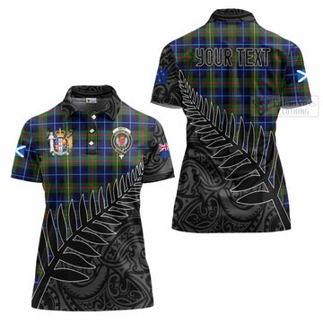 Smith Crest Tartan Women's Polo Shirt with New Zealand Silver Fern Half Style Women - Tartan Vibes Clothing