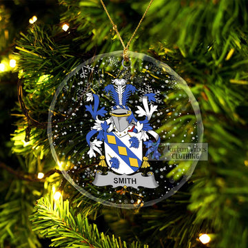 Smith Irish Clan Christmas Glass Ornament with Coat of Arms Transparent Glass Circle - 2D-tartanvibesclothing