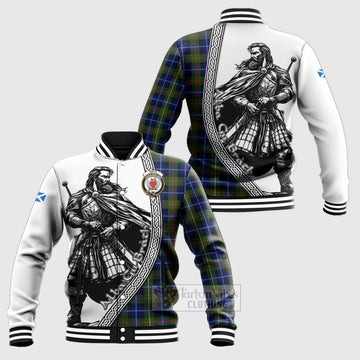 Smith Tartan Clan Crest Baseball Jacket with Highlander Warrior Celtic Style Unisex - Tartan Vibes Clothing