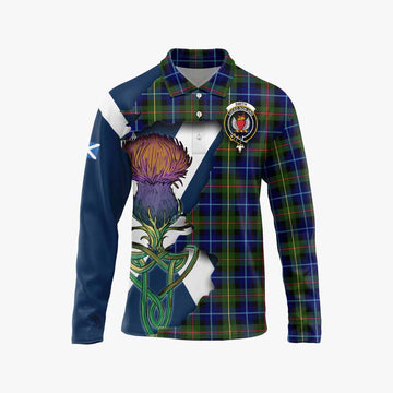 Smith Tartan Family Crest Long Sleeve Polo Shirt Scottish Thistle Celtic Inspired Unisex - Tartan Vibes Clothing