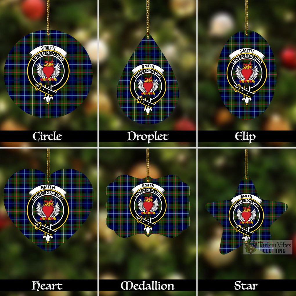 Tartan Vibes Clothing Smith Tartan Christmas Aluminium Ornament with Family Crest