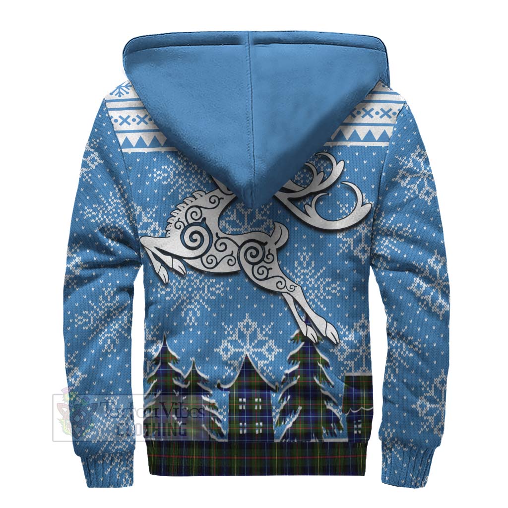 Tartan Vibes Clothing Smith Clan Christmas Sherpa Hoodie Celtic Reindeer Style