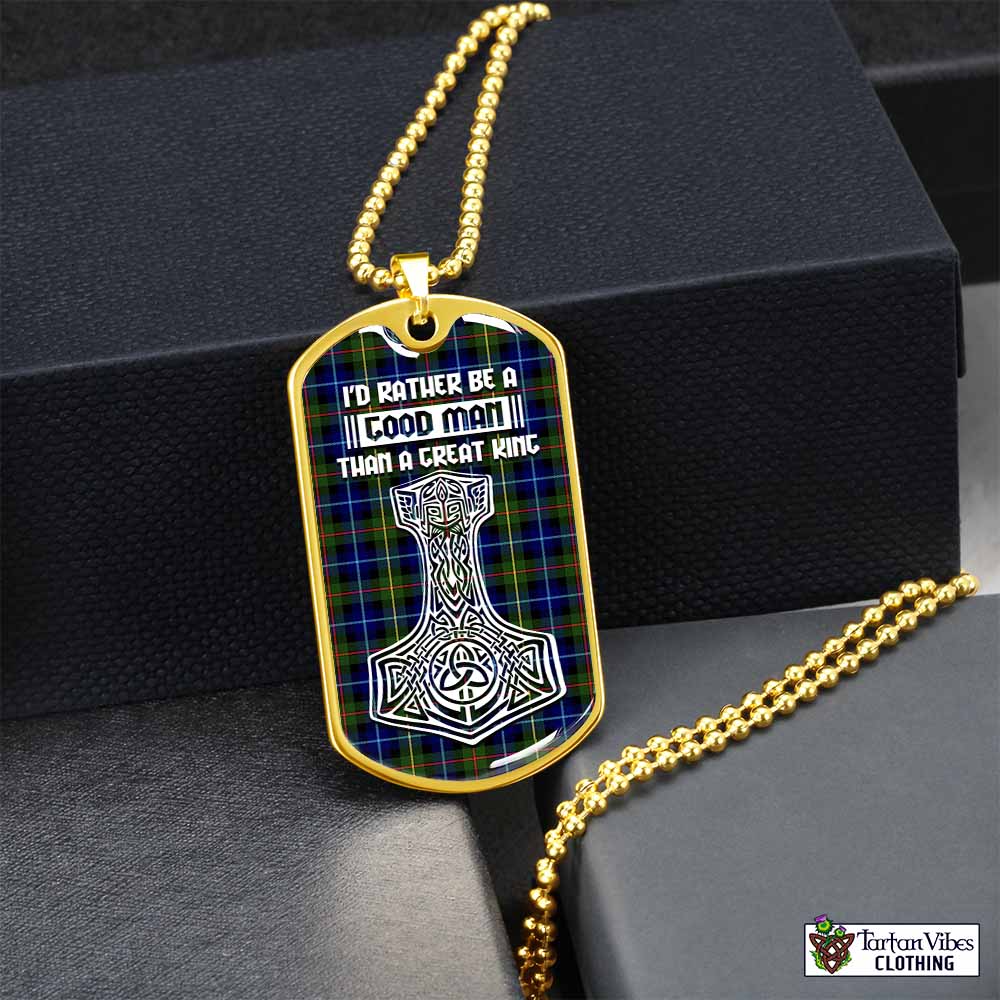 Smith Tartan Dog Tag Necklace Viking Mjolnir Style Gold No - Tartan Vibes Clothing