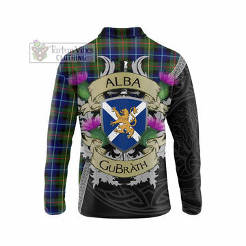Smith Tartan Family Crest Long Sleeve Polo Shirt Lion Rampant Royal Thistle Shield Celtic Inspired - Tartan Vibes Clothing