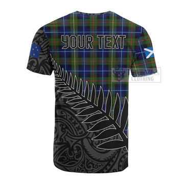 Smith Crest Tartan Cotton T-shirt with New Zealand Silver Fern Half Style - Tartan Vibes Clothing
