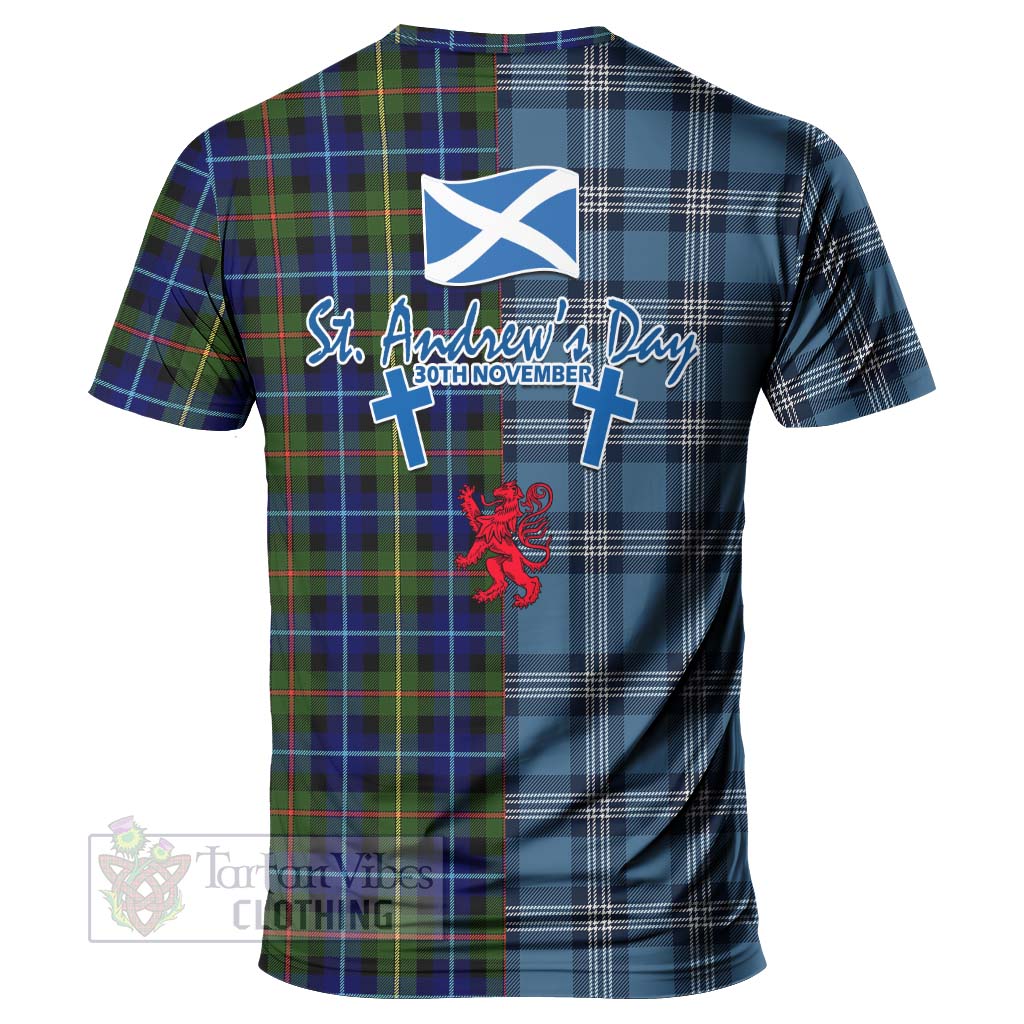 Smith Tartan T-Shirt Happy St. Andrew's Day Half Tartan Style - Tartan Vibes Clothing