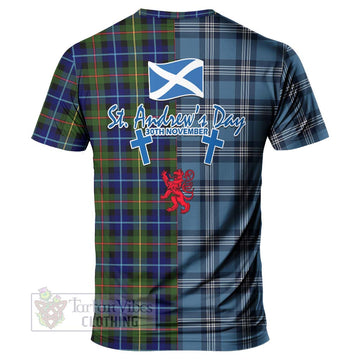 Smith Tartan T-Shirt Happy St. Andrew's Day Half Tartan Style - Tartan Vibes Clothing