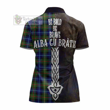 Smith Tartan Family Crest Women's Polo Shirt Alba Gu Brath Be Brave Lion Ancient Style - Tartan Vibes Clothing