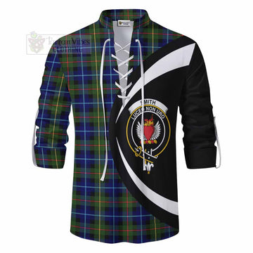 Smith Tartan Ghillie Kilt Shirt with Family Crest Circle Style - Tartan Vibes Clothing