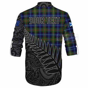 Smith Crest Tartan Ghillie Kilt Shirt with New Zealand Silver Fern Half Style - Tartan Vibes Clothing