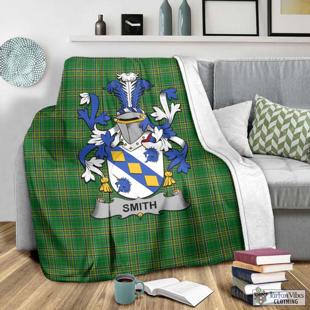 Tartan Vibes Clothing Smith Irish Clan Tartan Blanket with Coat of Arms