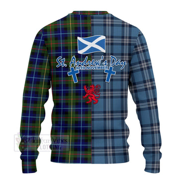 Smith Tartan Knitted Sweater Happy St. Andrew's Day Half Tartan Style - Tartan Vibes Clothing
