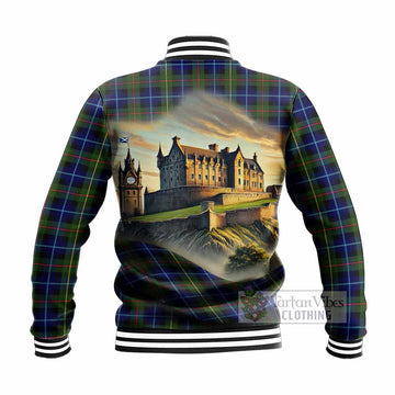 Smith Tartan Family Crest Baseball Jacket with Scottish Ancient Castle Style - Tartan Vibes Clothing