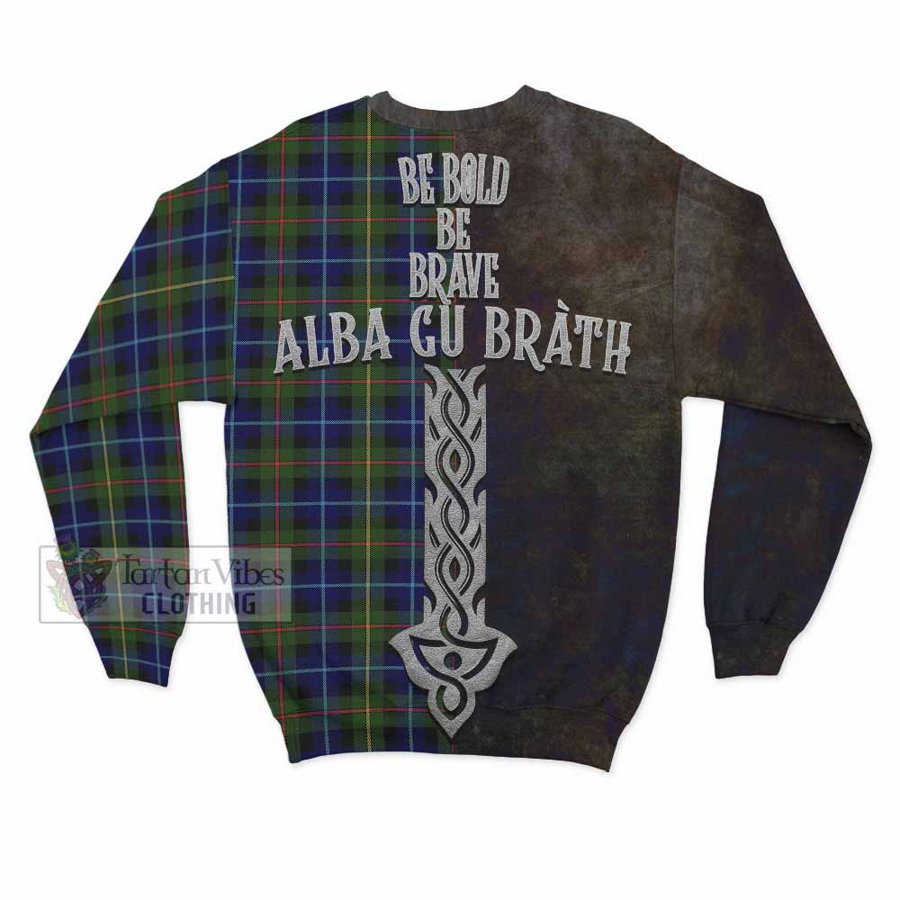 Smith Tartan Family Crest Sweatshirt Alba Gu Brath Be Brave Lion Ancient Style - Tartan Vibes Clothing