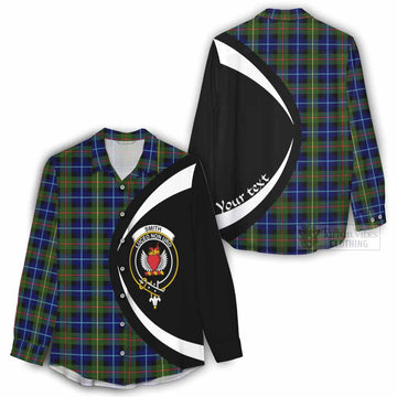 Smith Tartan Women's Casual Shirt with Family Crest Circle Style