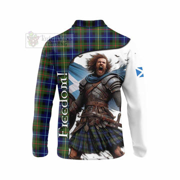 Smith Crest Tartan Long Sleeve Polo Shirt Inspired by the Freedom of Scottish Warrior