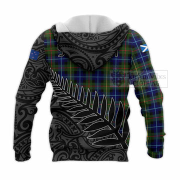 Smith Crest Tartan Knitted Hoodie with New Zealand Silver Fern Half Style