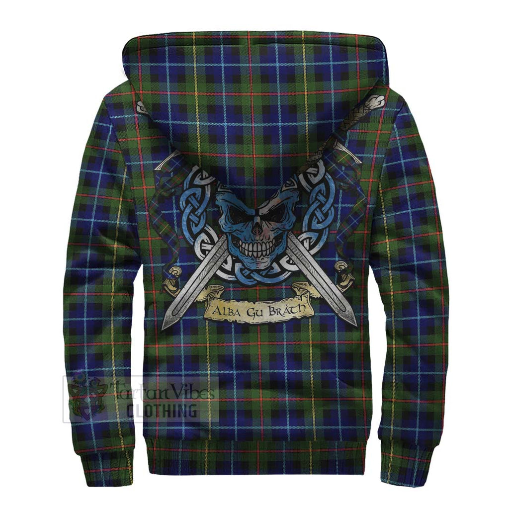 Tartan Vibes Clothing Smith Tartan Sherpa Hoodie with Family Crest Celtic Skull Style