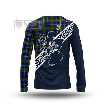 Smith Tartan Long Sleeve T-Shirt Featuring Thistle and Scotland Map - Tartan Vibes Clothing