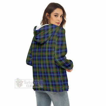 Smith Tartan Women's Borg Fleece Hoodie with Half Zip with Family Crest - Tartan Vibes Clothing
