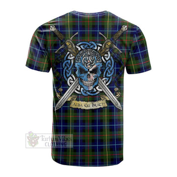 Smith Tartan Cotton T-shirt with Family Crest Celtic Skull Style Men's Shirt - Tartan Vibes Clothing