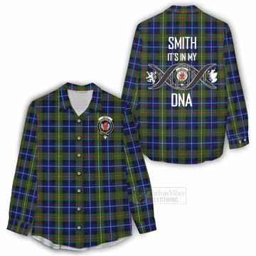 Smith Tartan Women's Casual Shirt with Family Crest DNA In Me Style