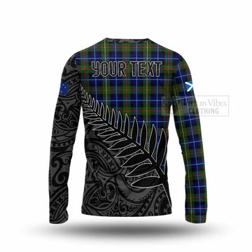Smith Crest Tartan Long Sleeve T-Shirt with New Zealand Silver Fern Half Style - Tartan Vibes Clothing