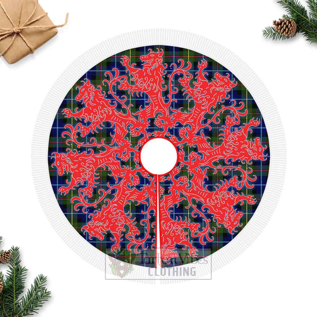 Smith Tartan Christmas Tree Skirt Lion Rampant Style Fringed Tree Skirts - Tartan Vibes Clothing