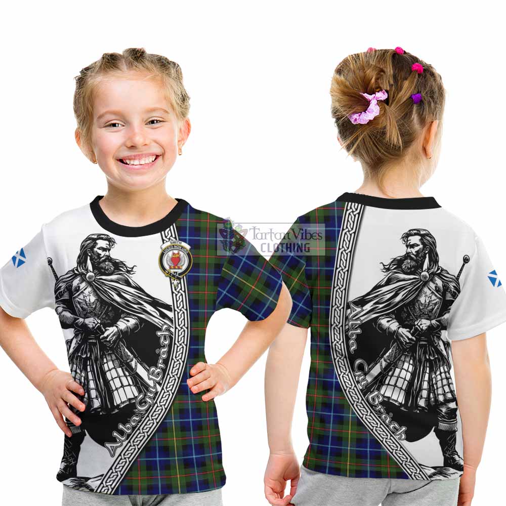 Smith Tartan Clan Crest Kid T-Shirt with Highlander Warrior Celtic Style - Tartan Vibes Clothing