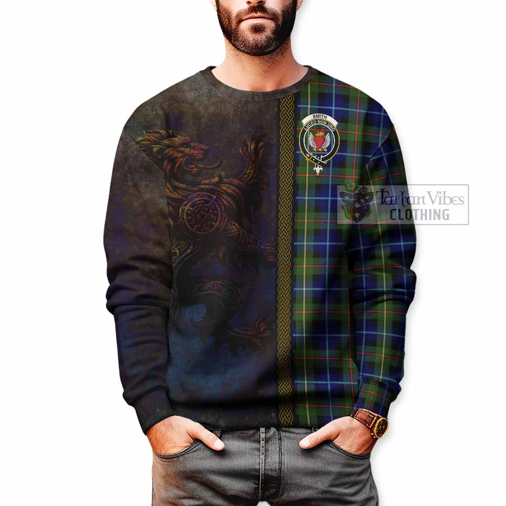 Smith Tartan Family Crest Sweatshirt Alba Gu Brath Be Brave Lion Ancient Style - Tartan Vibes Clothing