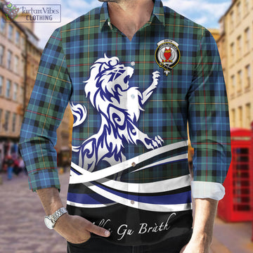 Smith Ancient Tartan Long Sleeve Button Up Shirt with Alba Gu Brath Regal Lion Emblem