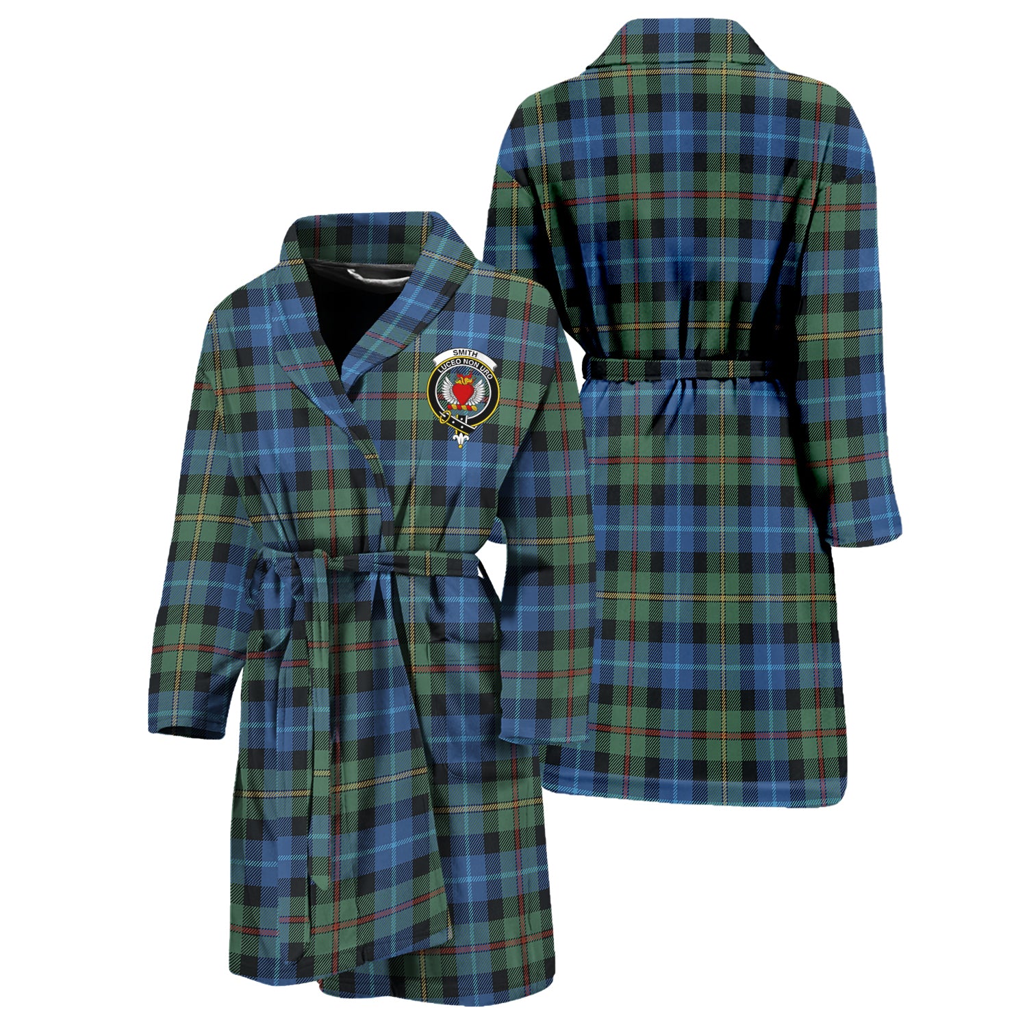 Smith Ancient Tartan Bathrobe with Family Crest Unisex S - Tartan Vibes Clothing