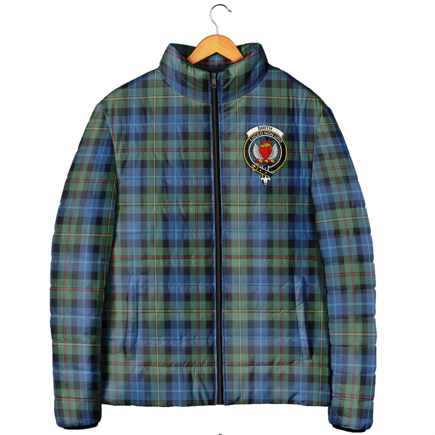 Smith Ancient Tartan Padded Jacket with Family Crest Men's Padded Jacket - Tartan Vibes Clothing