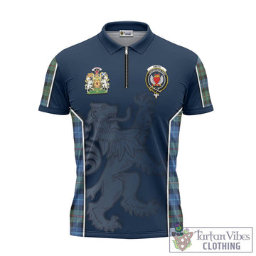 Smith Ancient Tartan Zipper Polo Shirt with Family Crest and Lion Rampant Vibes Sport Style