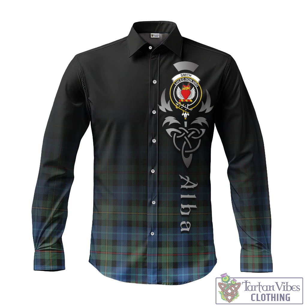 Tartan Vibes Clothing Smith Ancient Tartan Long Sleeve Button Up Featuring Alba Gu Brath Family Crest Celtic Inspired