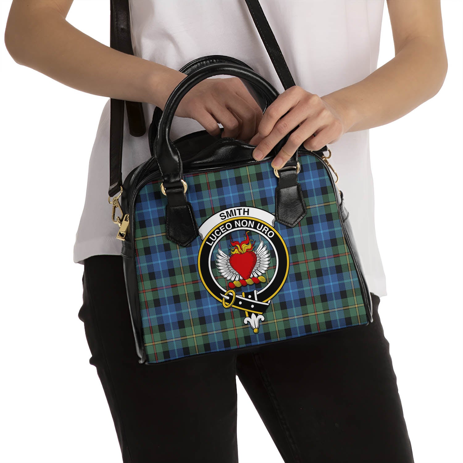 Smith Ancient Tartan Shoulder Handbags with Family Crest - Tartanvibesclothing