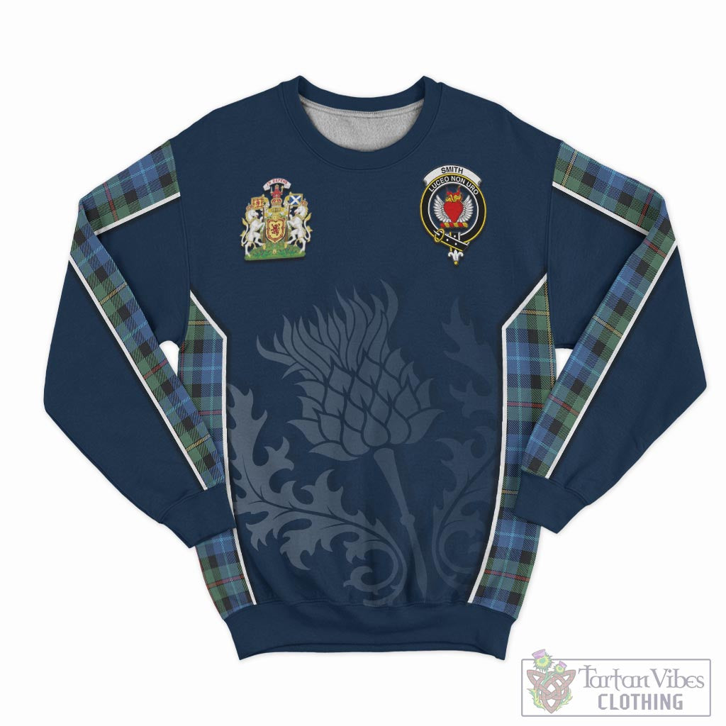 Tartan Vibes Clothing Smith Ancient Tartan Sweatshirt with Family Crest and Scottish Thistle Vibes Sport Style