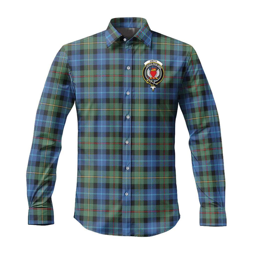 smith-ancient-tartan-long-sleeve-button-up-shirt-with-family-crest