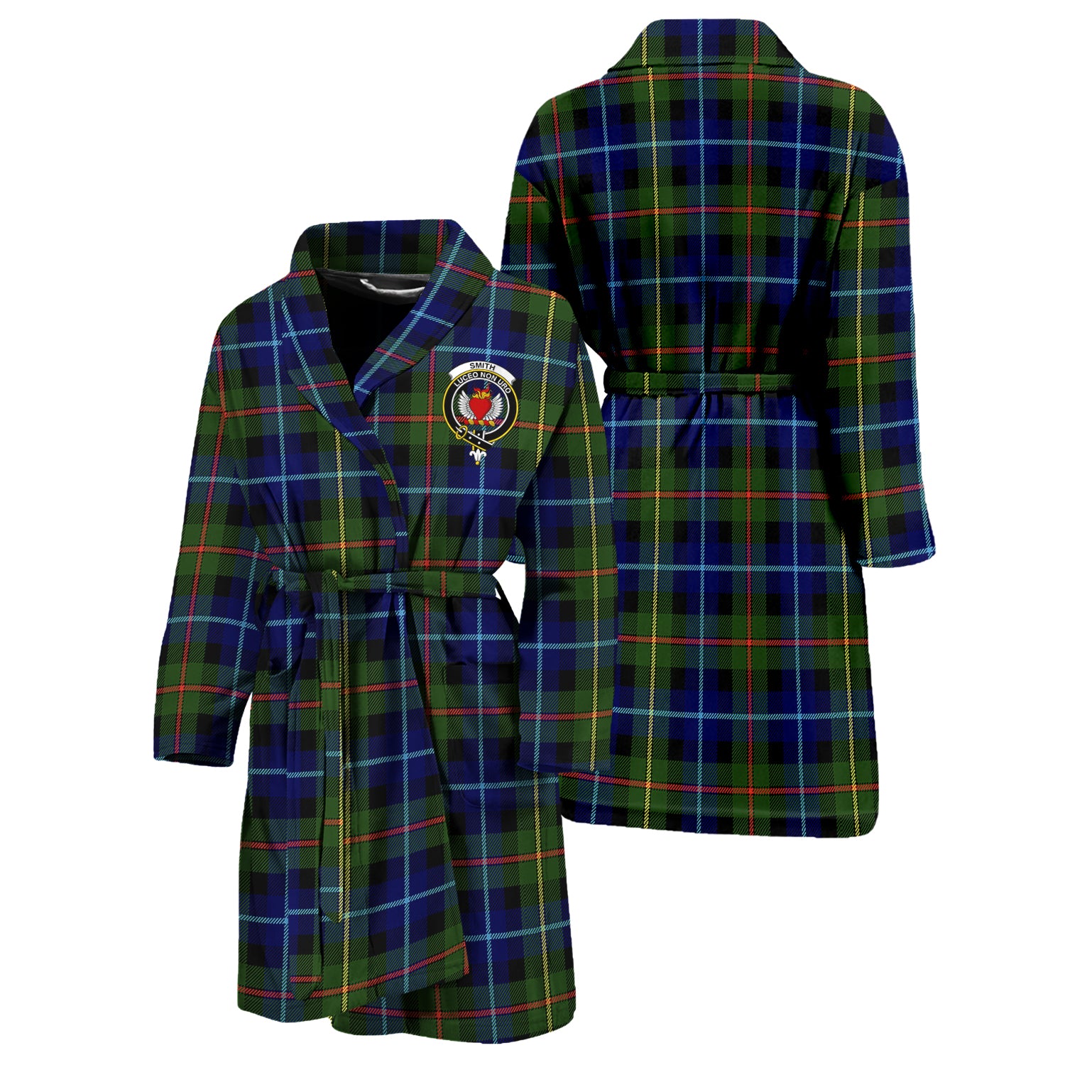 Smith Tartan Bathrobe with Family Crest Unisex S - Tartan Vibes Clothing