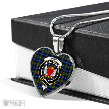 Smith Tartan Heart Necklace with Family Crest Luxury Necklace (Silver) No - Tartan Vibes Clothing