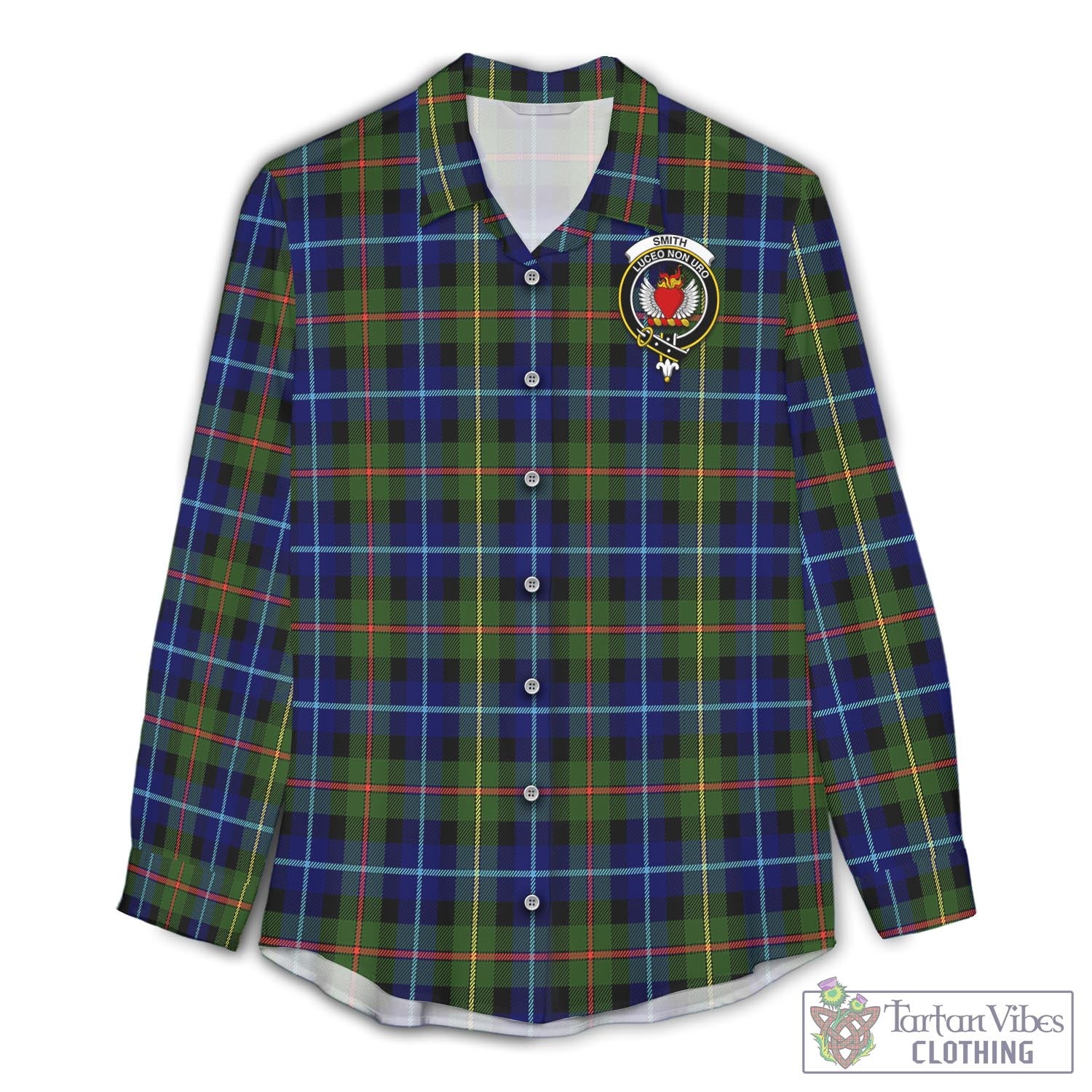 Tartan Vibes Clothing Smith Modern Tartan Womens Casual Shirt with Family Crest