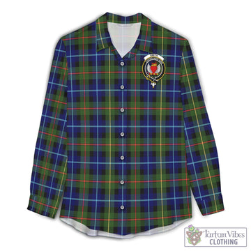 Smith Tartan Women's Casual Shirt with Family Crest