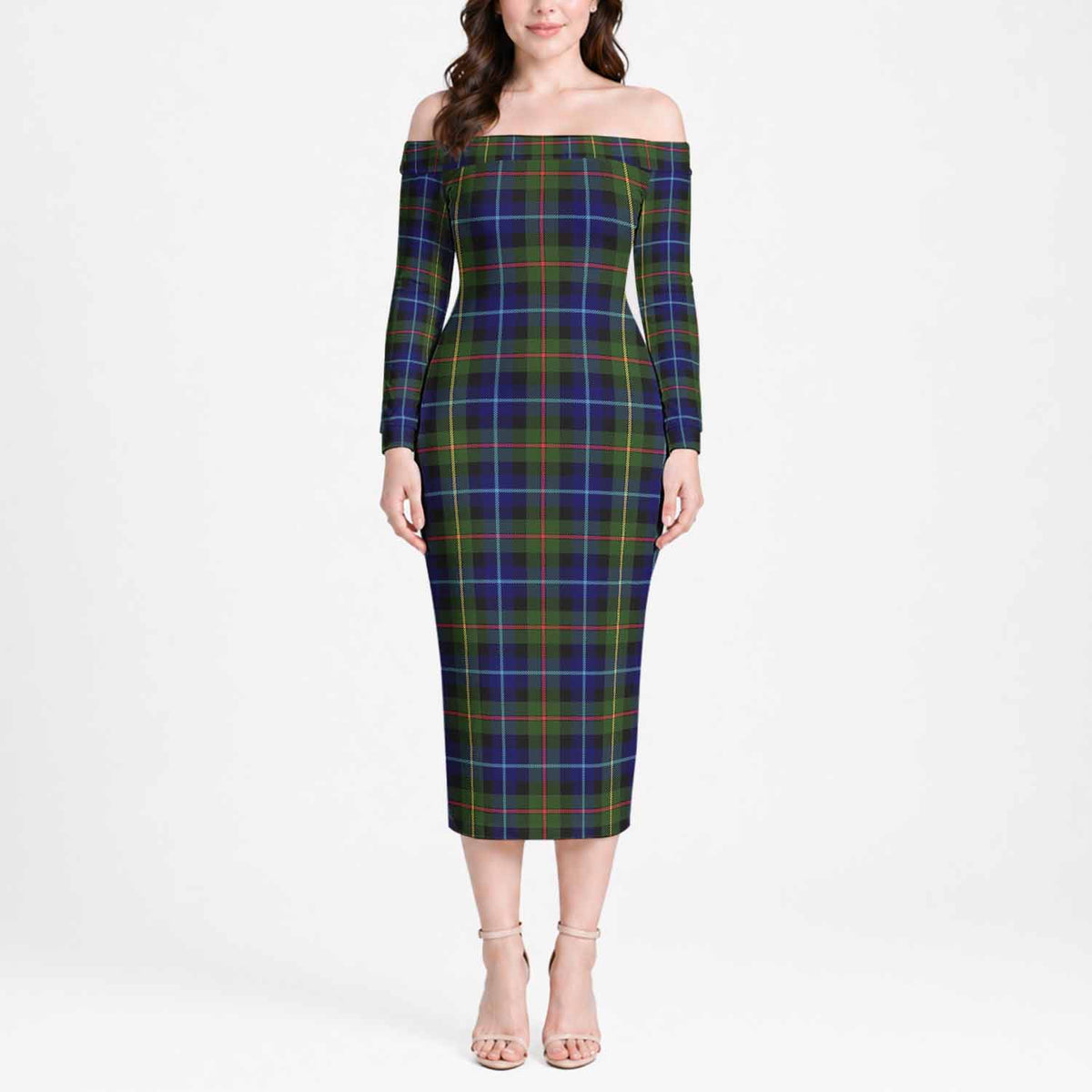 Smith Tartan Off Shoulder Lady Dress Women's Dress - Tartan Vibes Clothing
