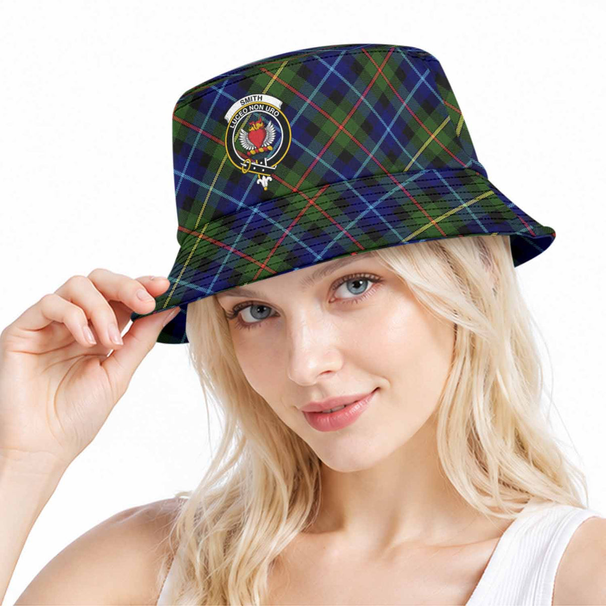 Smith Tartan Bucket Hat with Family Crest Bucket Hat One Size - Tartan Vibes Clothing