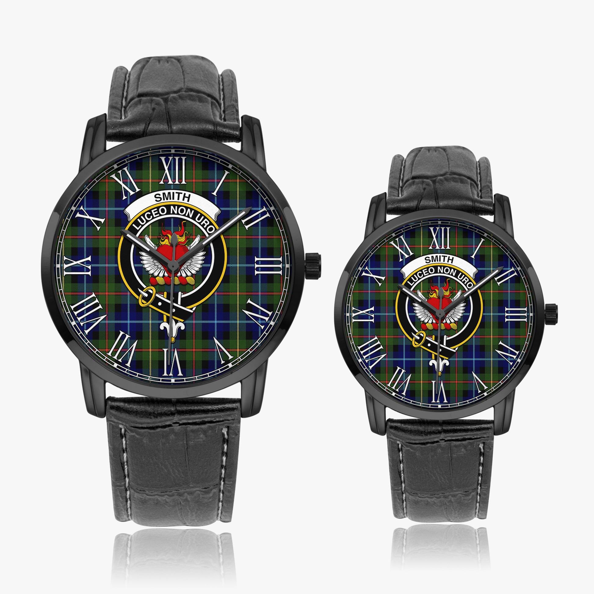 Smith Modern Tartan Family Crest Leather Strap Quartz Watch - Tartanvibesclothing