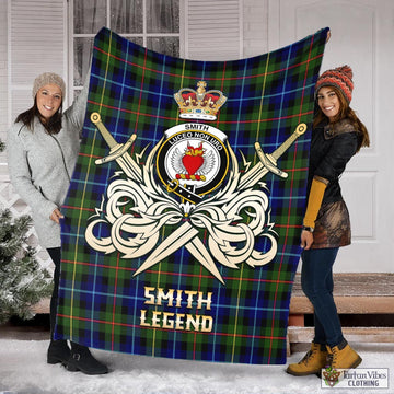 Smith Tartan Blanket with Clan Crest and the Golden Sword of Courageous Legacy