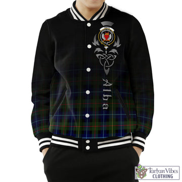 Smith Tartan Baseball Jacket Featuring Alba Gu Brath Family Crest Celtic Inspired