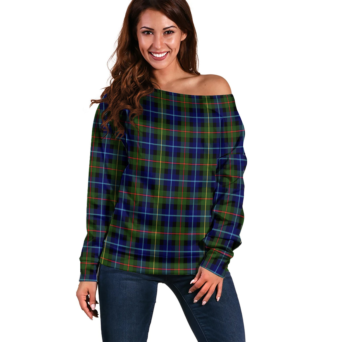 Smith Tartan Off Shoulder Women Sweater Women - Tartan Vibes Clothing