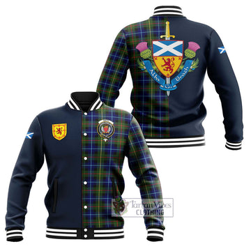 Smith Tartan Baseball Jacket Alba with Scottish Lion Royal Arm Half Style Unisex - Tartan Vibes Clothing